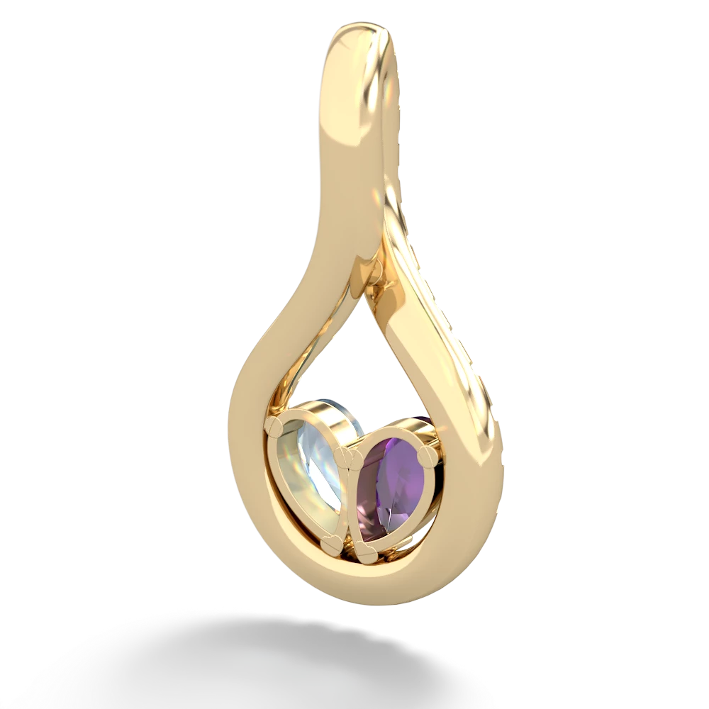 Amethyst Pave Twist 'One Heart' 14K Yellow Gold pendant P5360