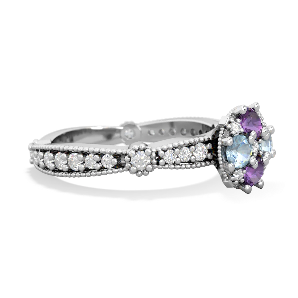 Amethyst Sparkling Tiara Cluster 14K White Gold ring R26293RD