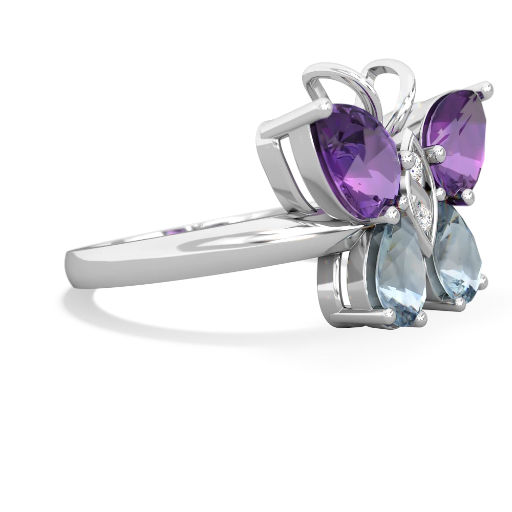 Amethyst Butterfly 14K White Gold ring R2215