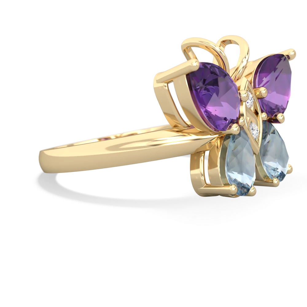 Amethyst Butterfly 14K Yellow Gold ring R2215