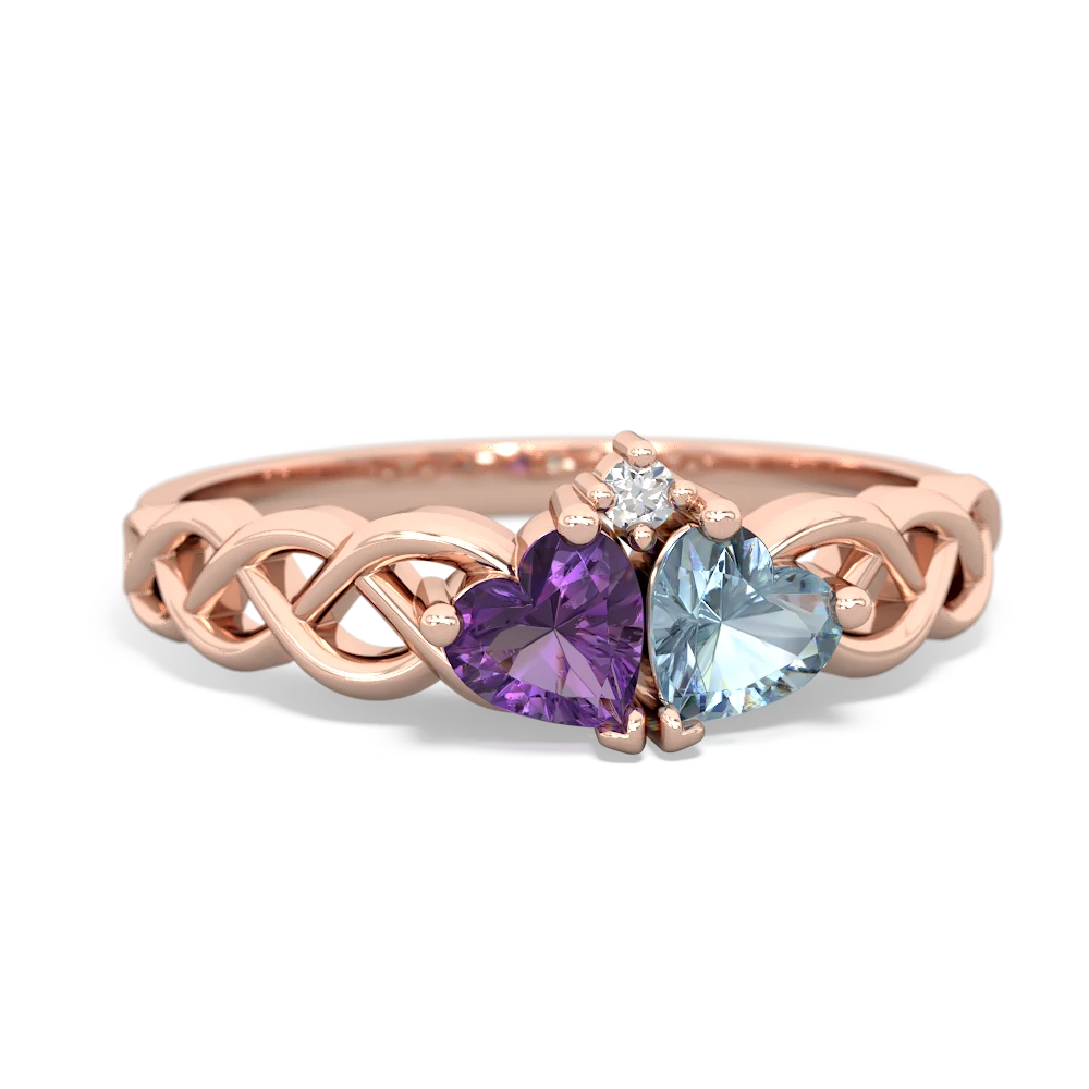 Amethyst Heart To Heart Braid 14K Rose Gold ring R5870