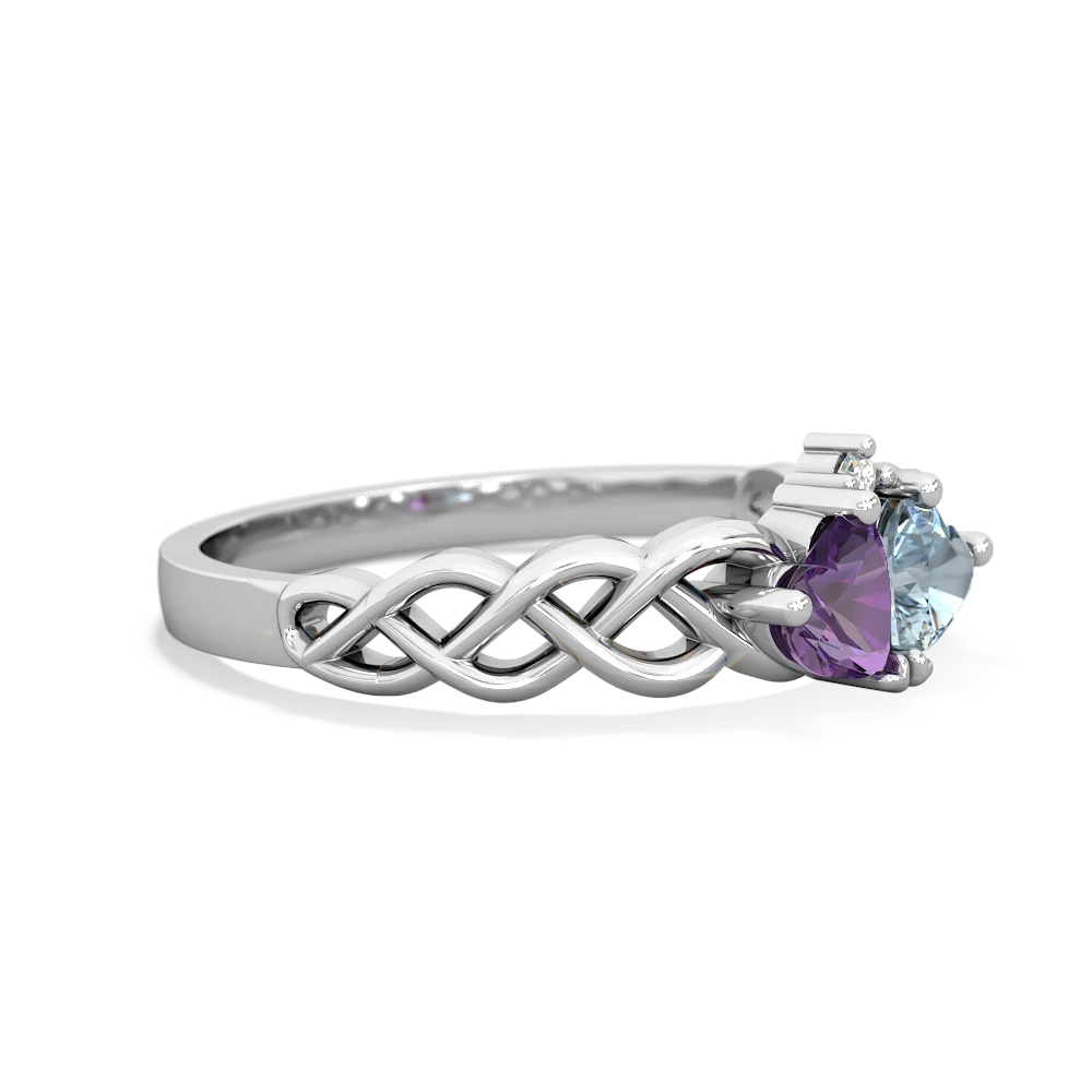 Amethyst Heart To Heart Braid 14K White Gold ring R5870