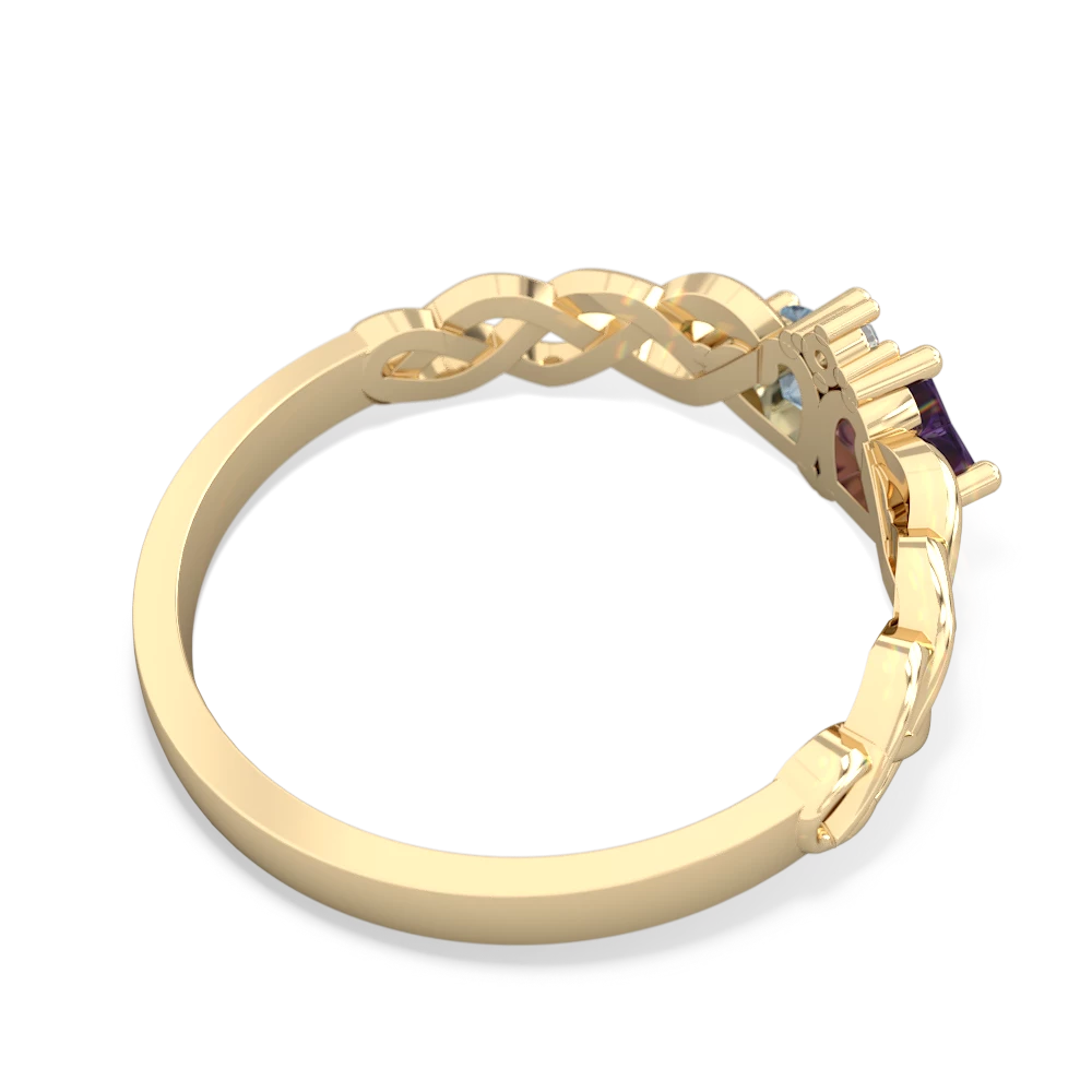 Amethyst Heart To Heart Braid 14K Yellow Gold ring R5870