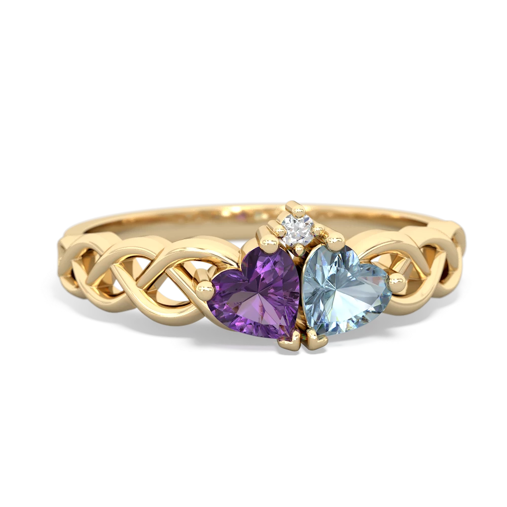 Amethyst Heart To Heart Braid 14K Yellow Gold ring R5870