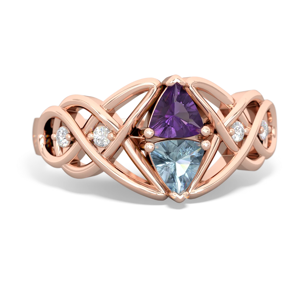 Amethyst Keepsake Celtic Knot 14K Rose Gold ring R5300