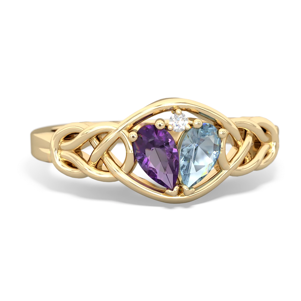 Amethyst Celtic Love Knot 14K Yellow Gold ring R5420