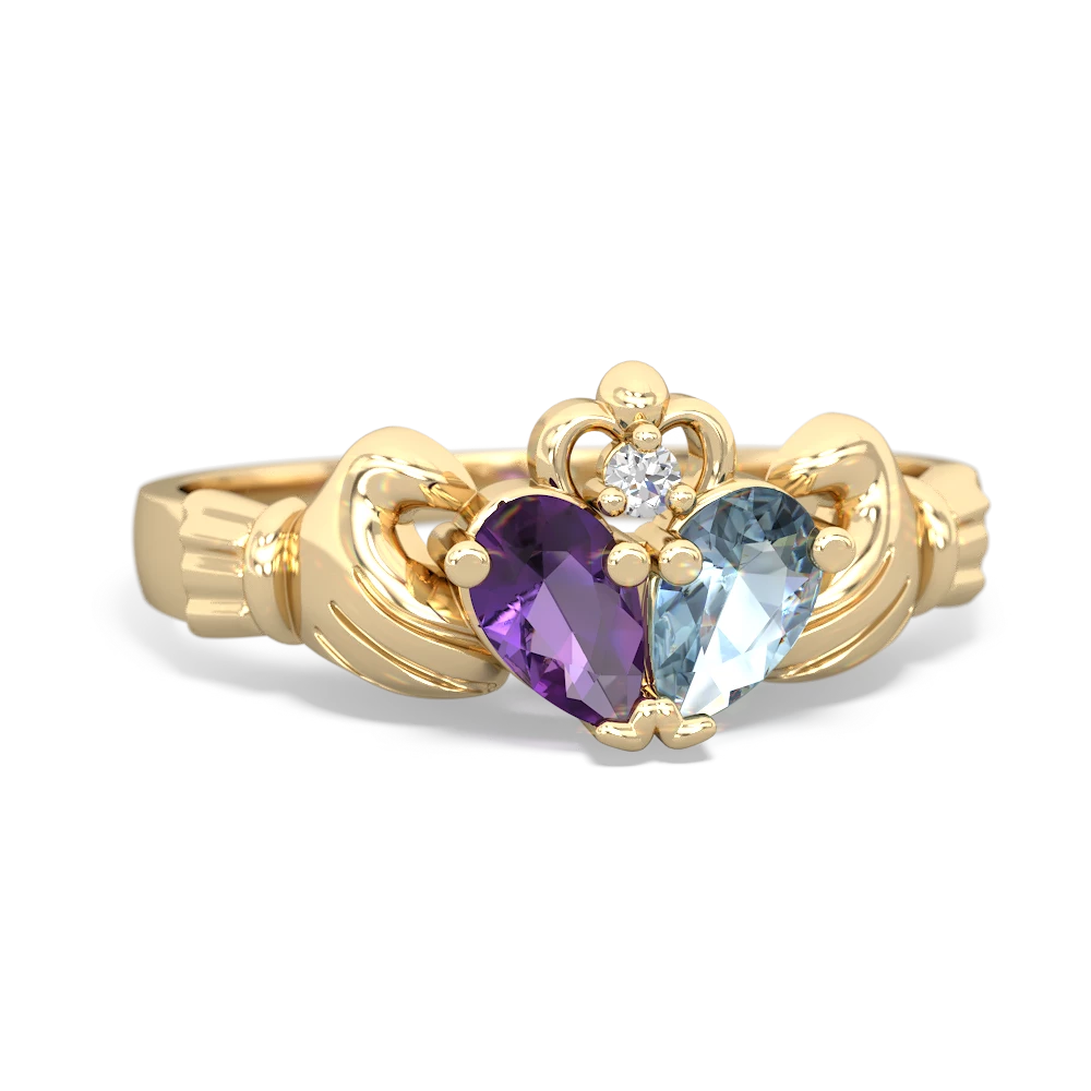 Amethyst 'Our Heart' Claddagh 14K Yellow Gold ring R2388