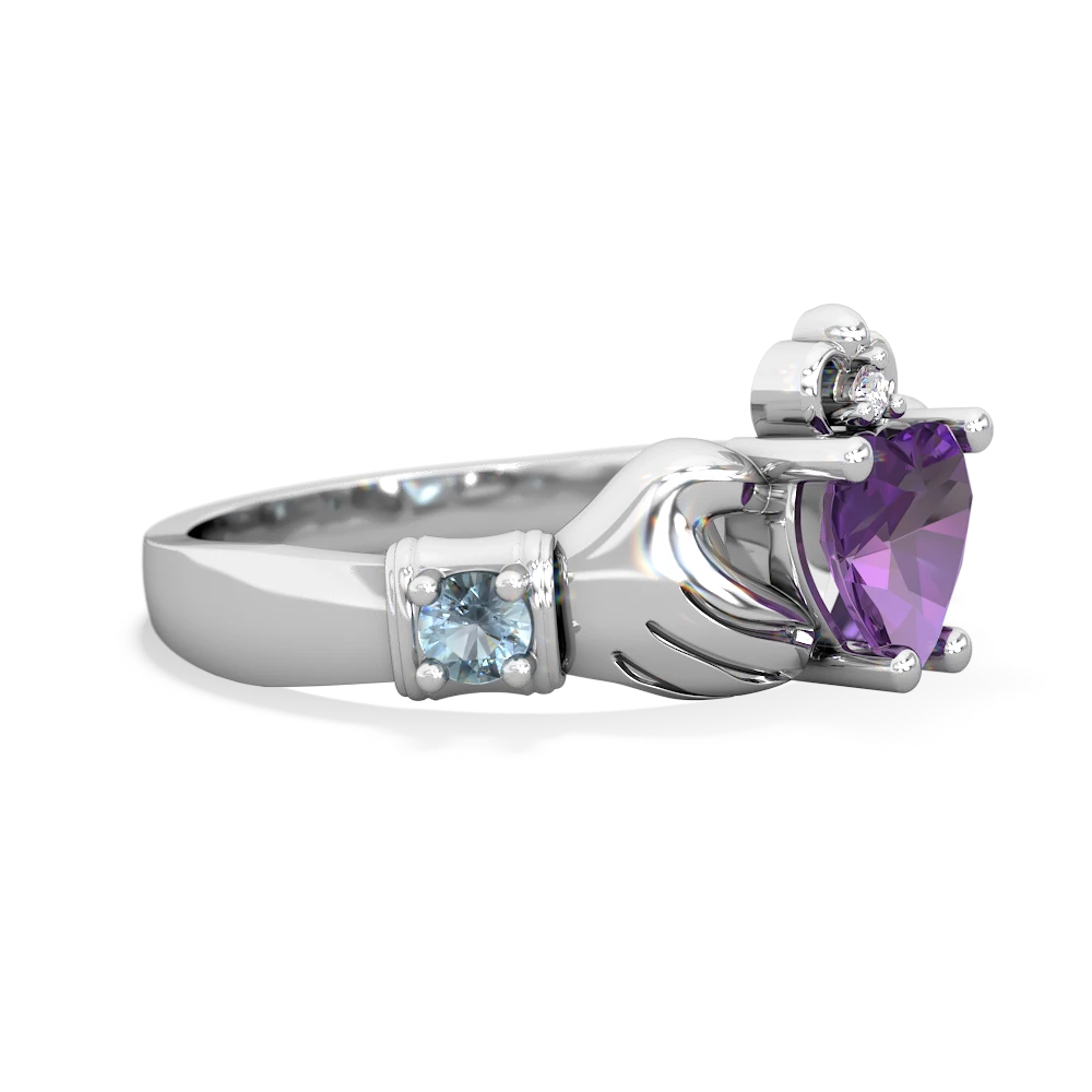 Amethyst Claddagh Keepsake 14K White Gold ring R5245