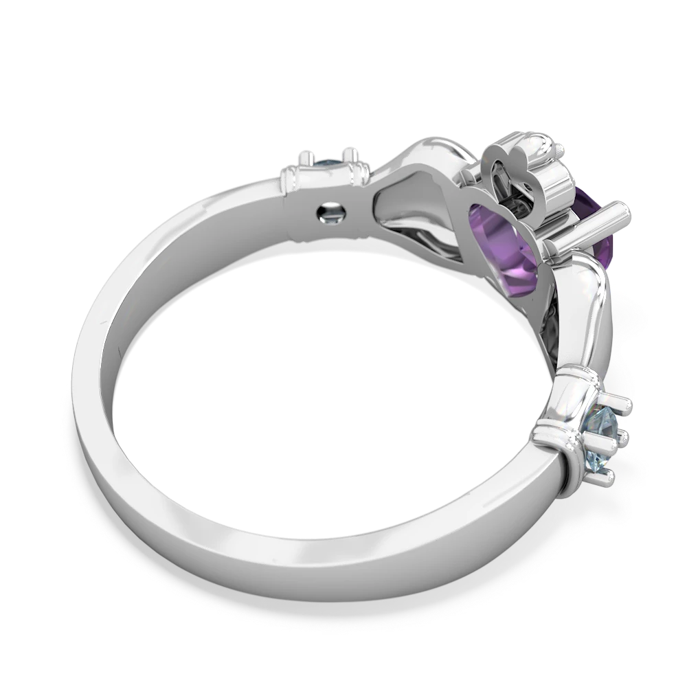 Amethyst Claddagh Keepsake 14K White Gold ring R5245