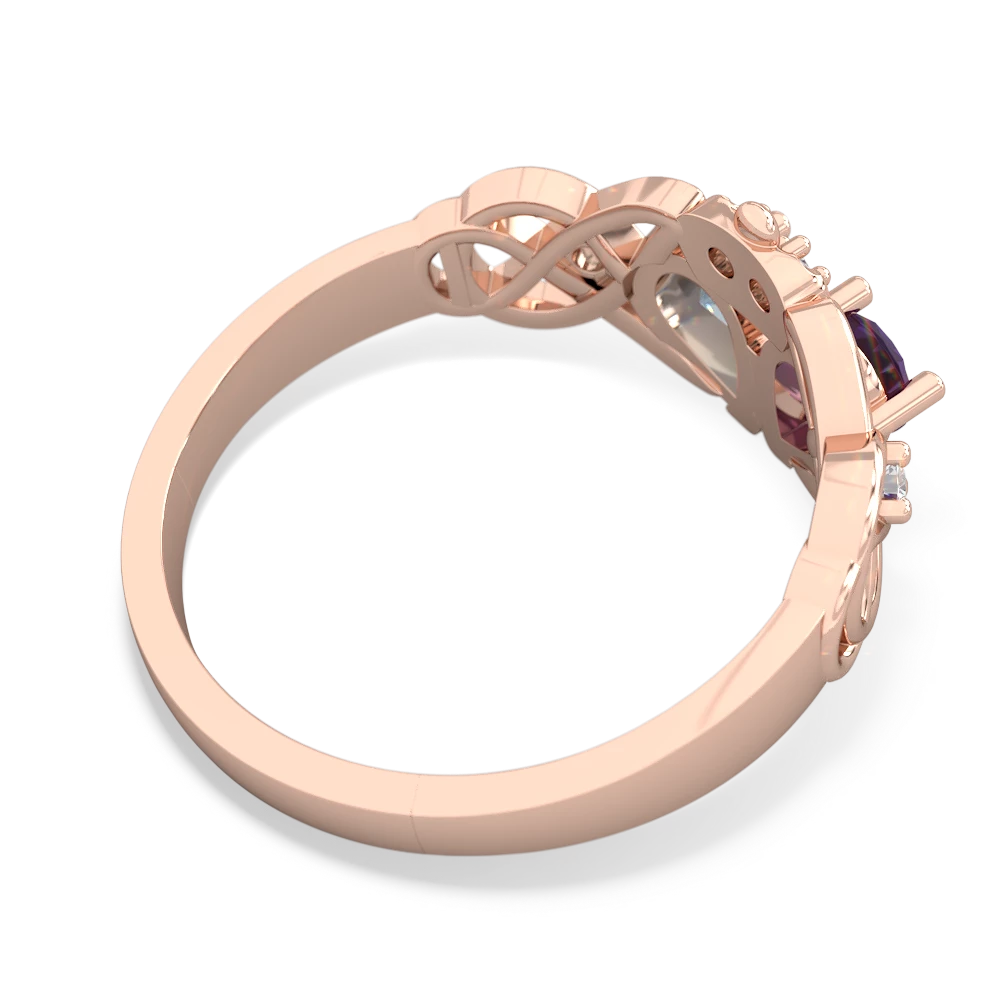 Amethyst 'One Heart' Celtic Knot Claddagh 14K Rose Gold ring R5322