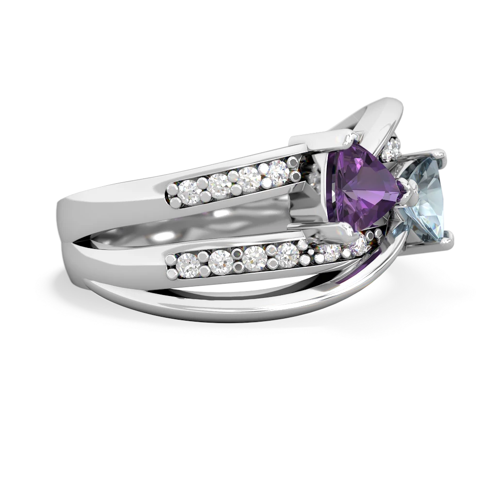 Amethyst Bowtie 14K White Gold ring R2360