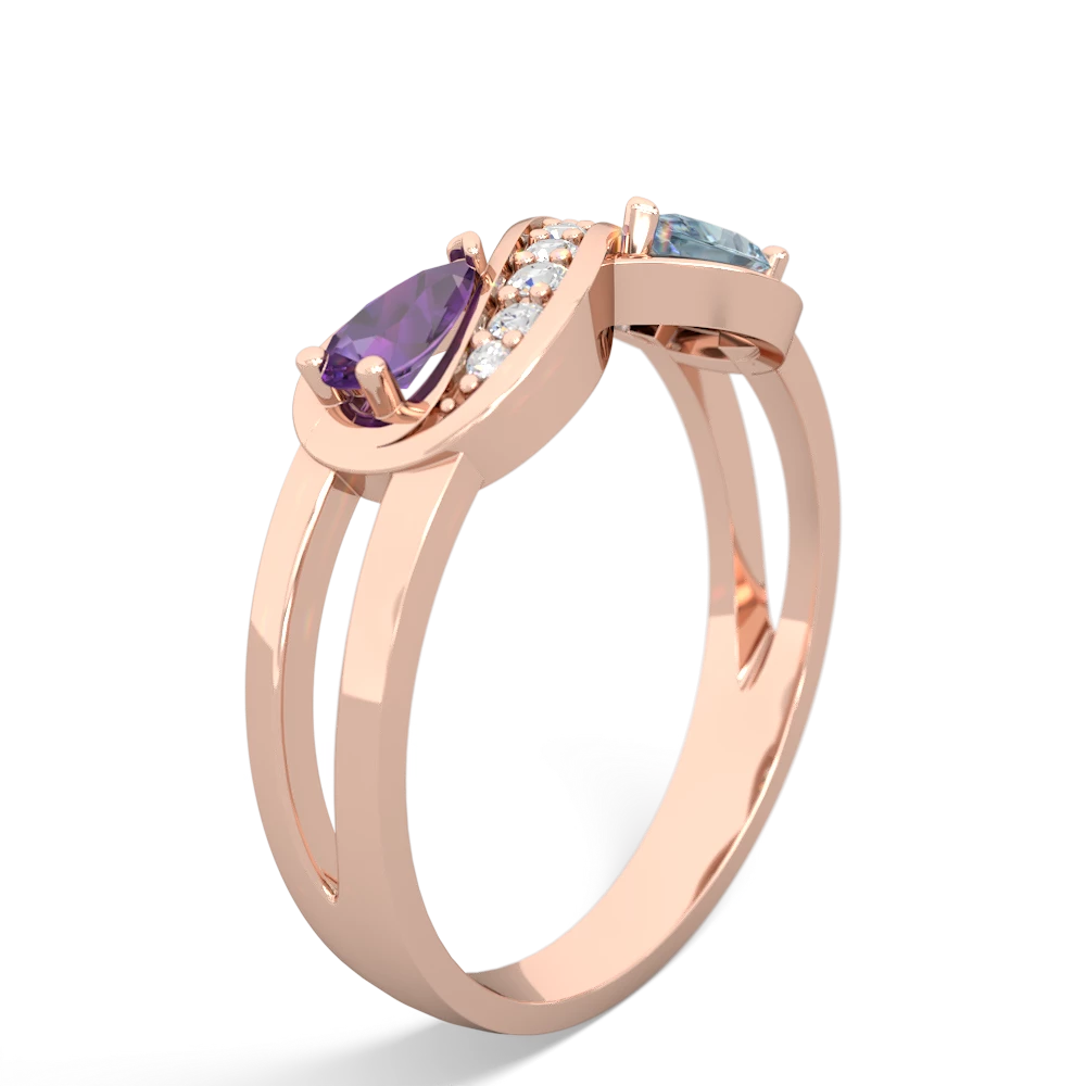 Amethyst Diamond Infinity 14K Rose Gold ring R5390