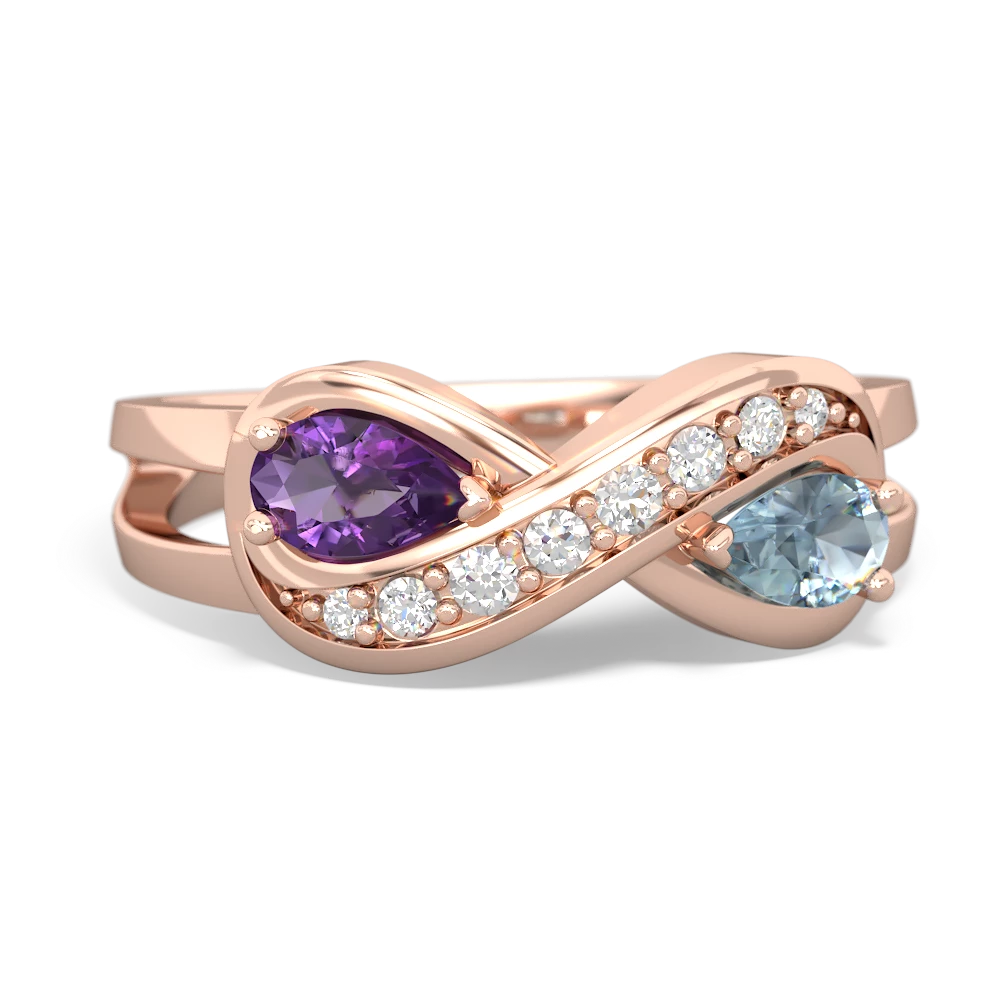 Amethyst Diamond Infinity 14K Rose Gold ring R5390