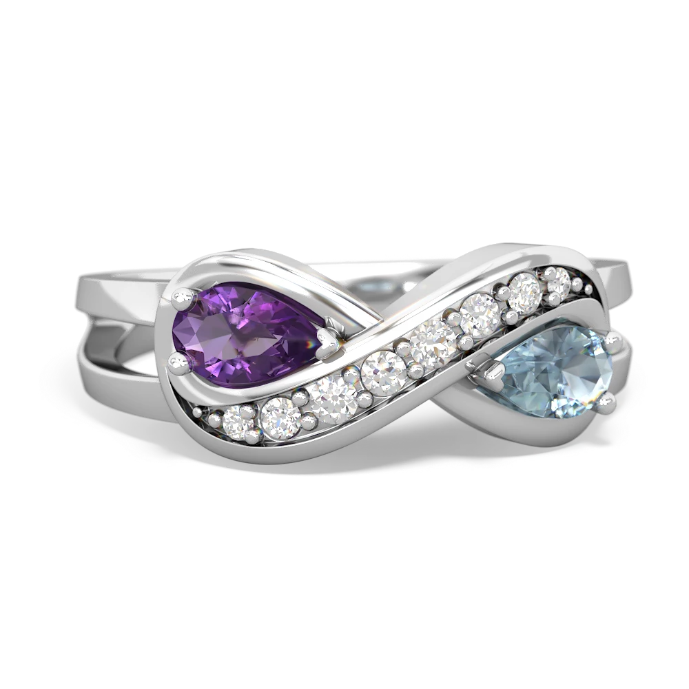 Amethyst Diamond Infinity 14K White Gold ring R5390