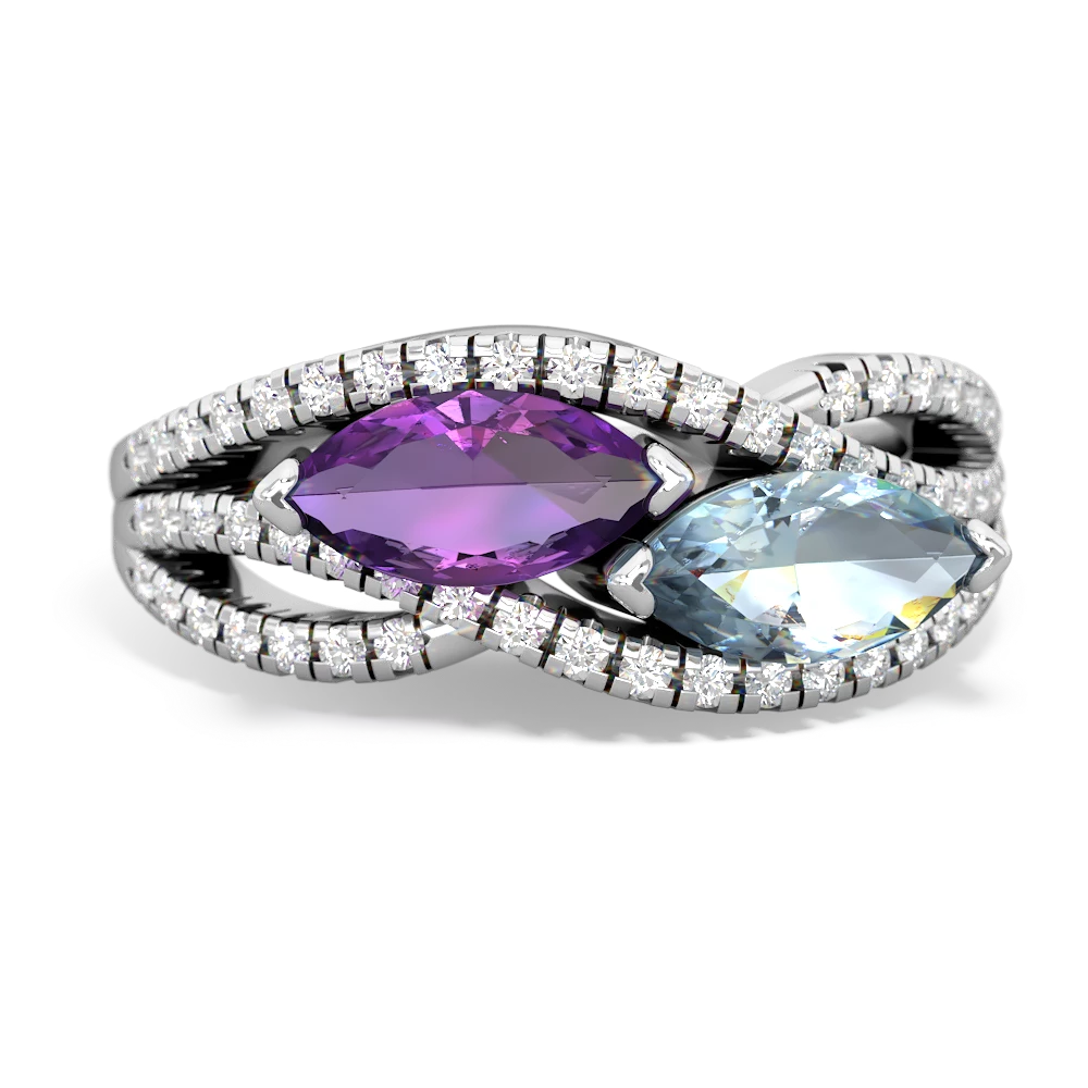 Amethyst Diamond Rivers 14K White Gold ring R3070