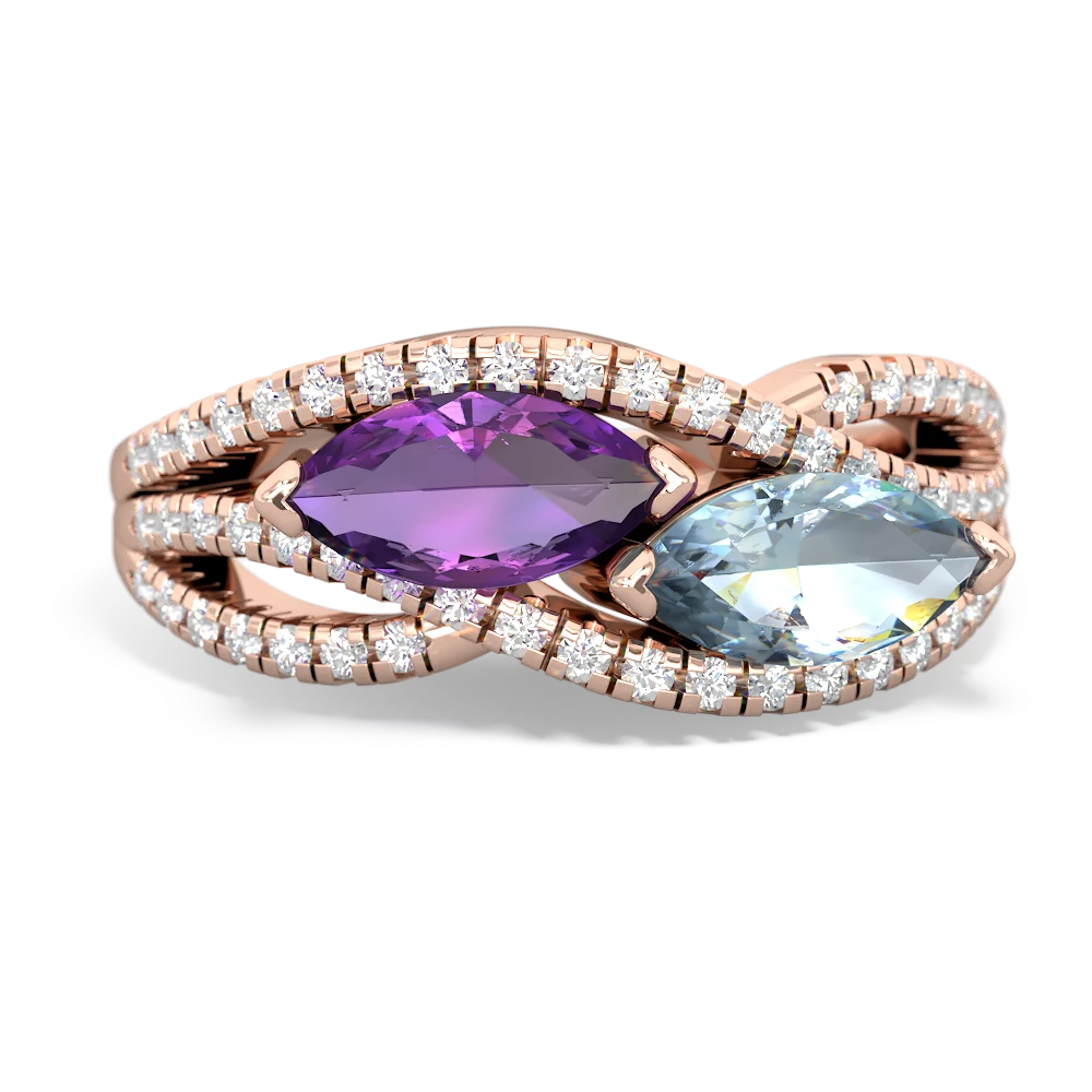 Amethyst Diamond Rivers 14K Rose Gold ring R3070