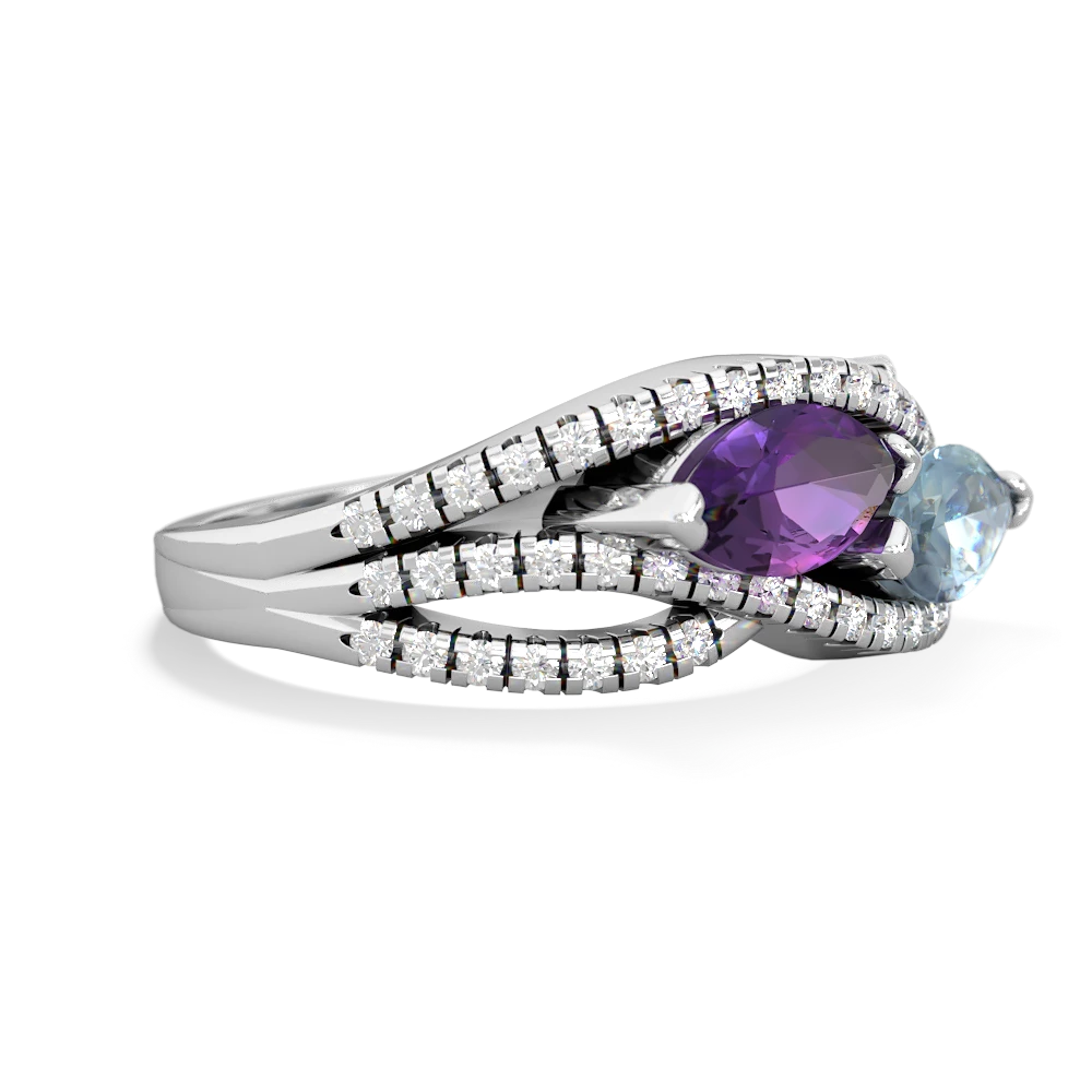 Amethyst Diamond Rivers 14K White Gold ring R3070