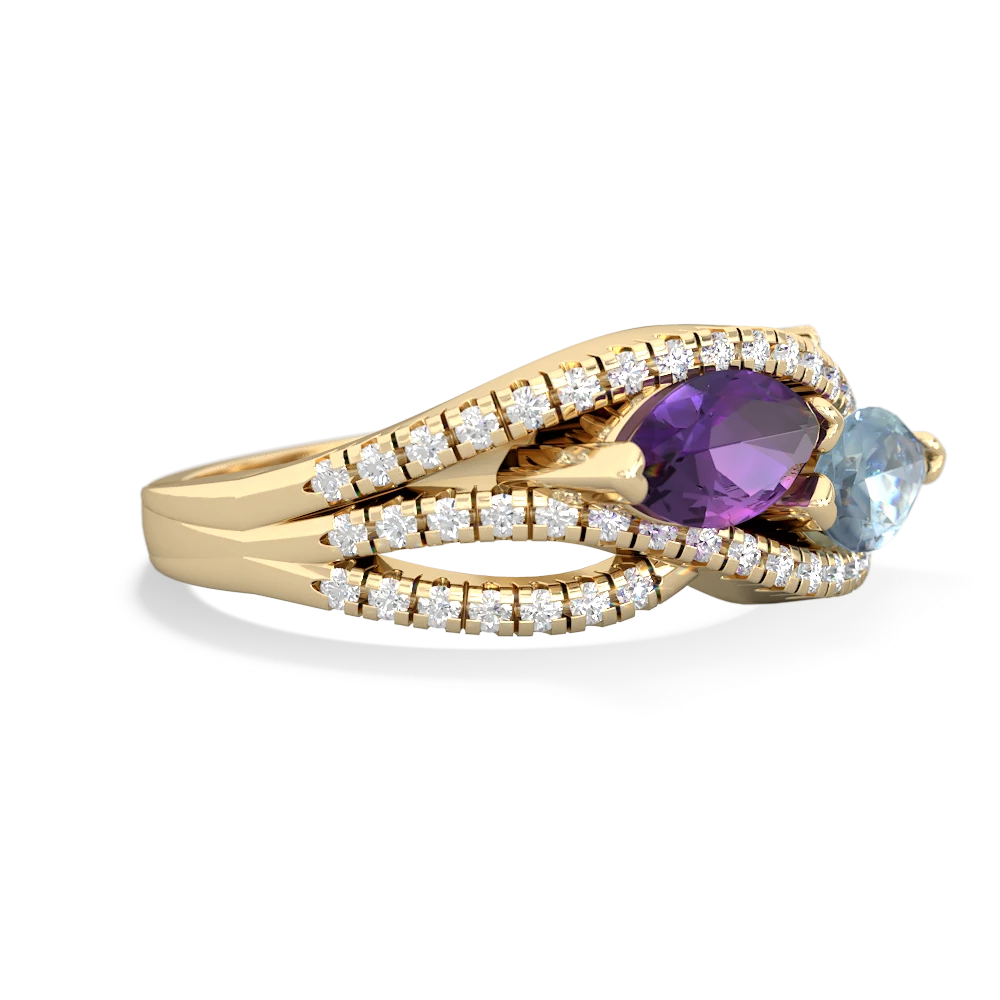 Amethyst Diamond Rivers 14K Yellow Gold ring R3070