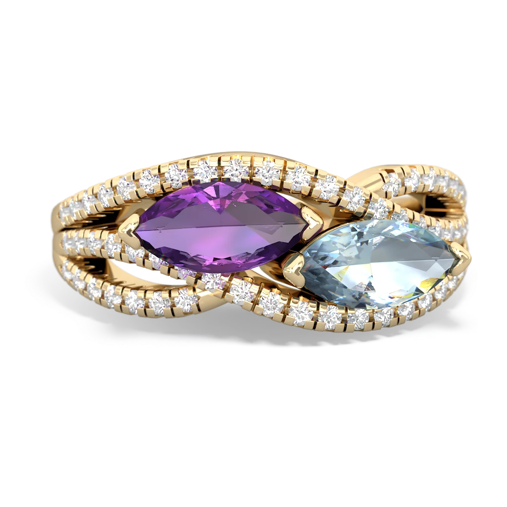 Amethyst Diamond Rivers 14K Yellow Gold ring R3070