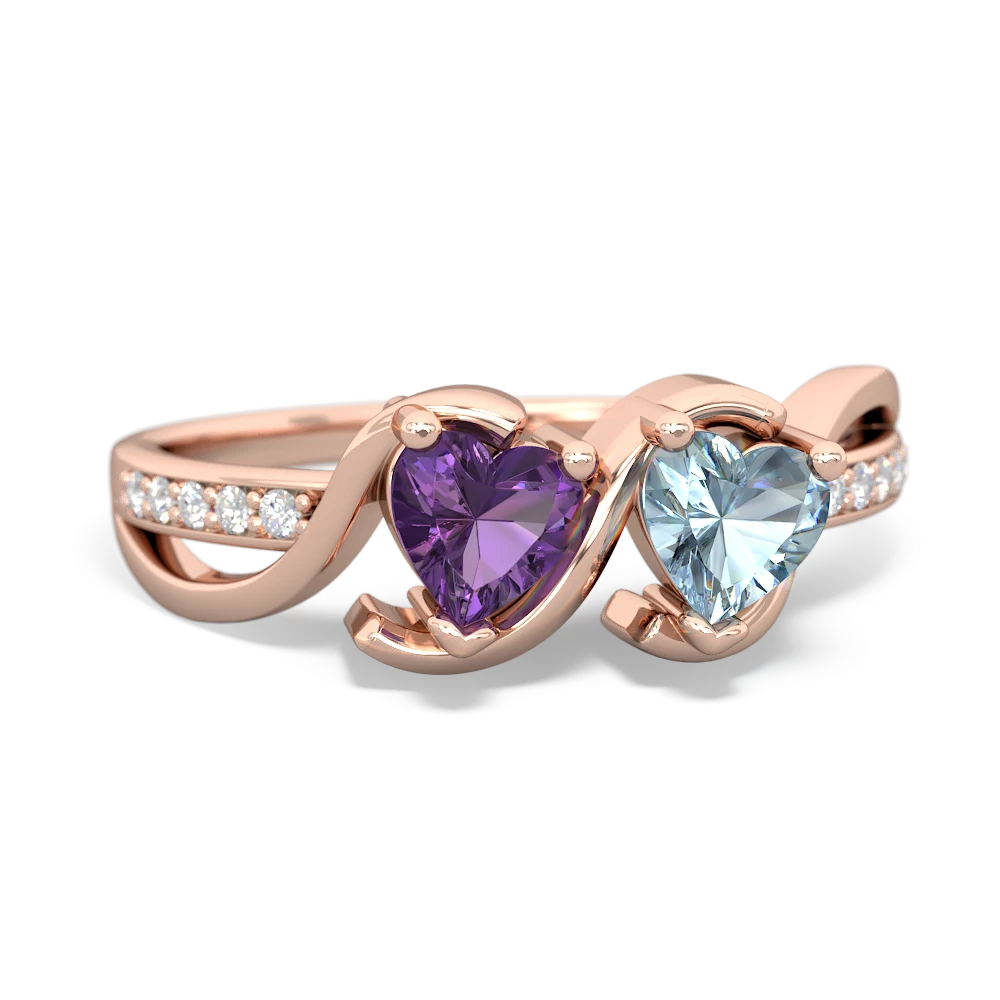 Amethyst Side By Side 14K Rose Gold ring R3090