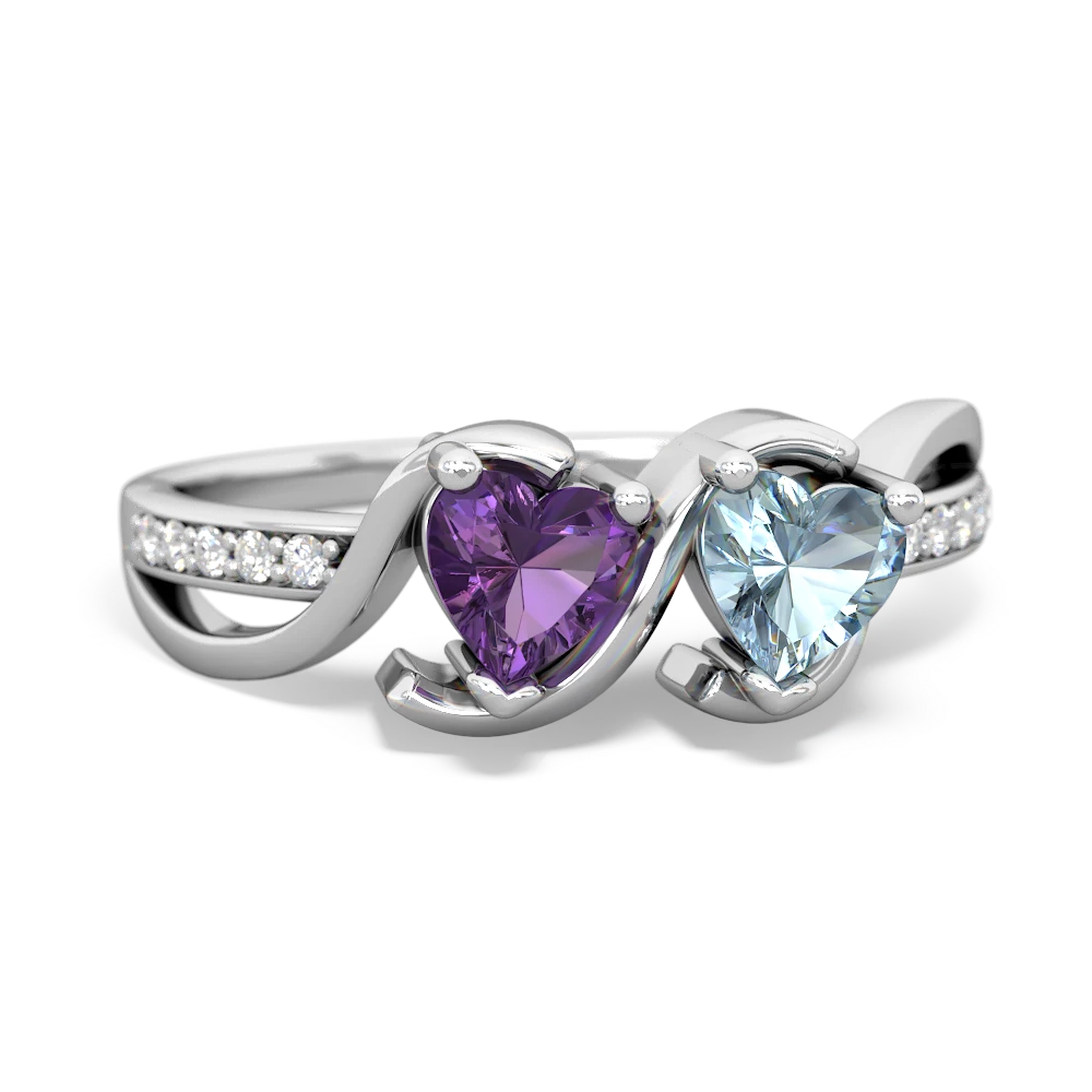 Amethyst Side By Side 14K White Gold ring R3090