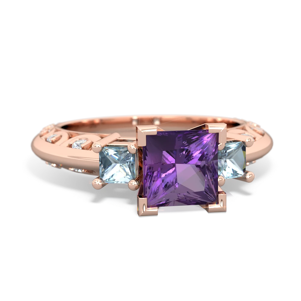 Amethyst Eternal Embrace Engagement 14K Rose Gold ring C2001