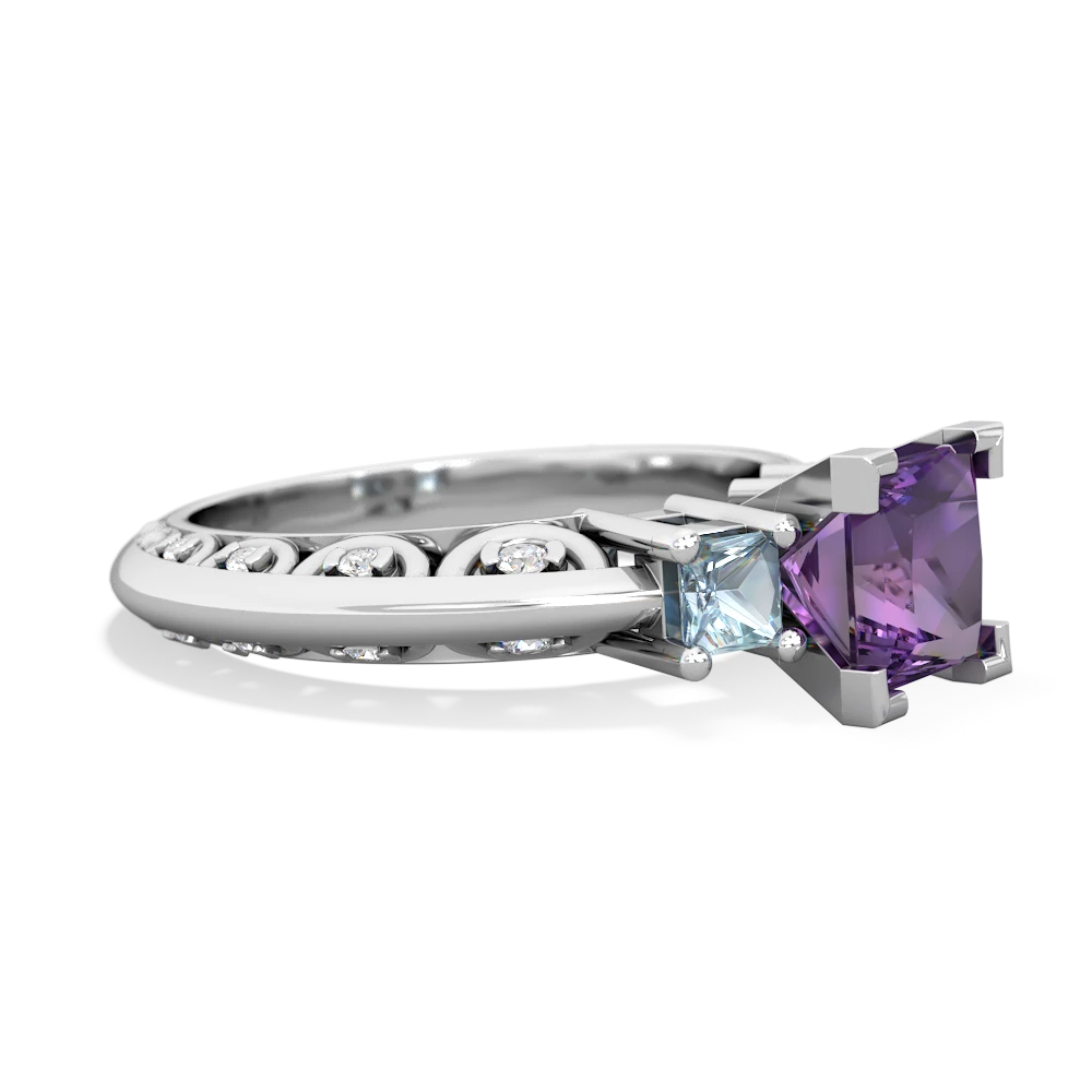 Amethyst Eternal Embrace Engagement 14K White Gold ring C2001