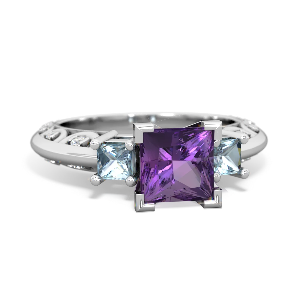 Amethyst Eternal Embrace Engagement 14K White Gold ring C2001