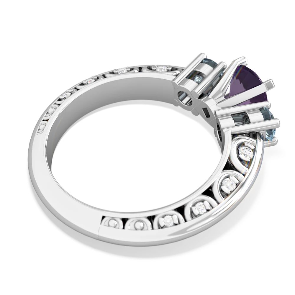 Amethyst Art Deco Eternal Embrace Engagement 14K White Gold ring C2003