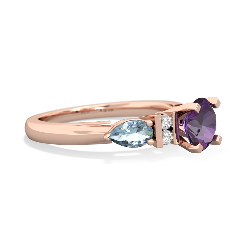 Amethyst 6Mm Round Eternal Embrace Engagement 14K Rose Gold ring R2005