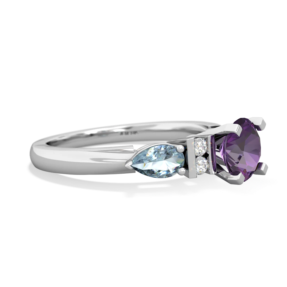 Amethyst 6Mm Round Eternal Embrace Engagement 14K White Gold ring R2005