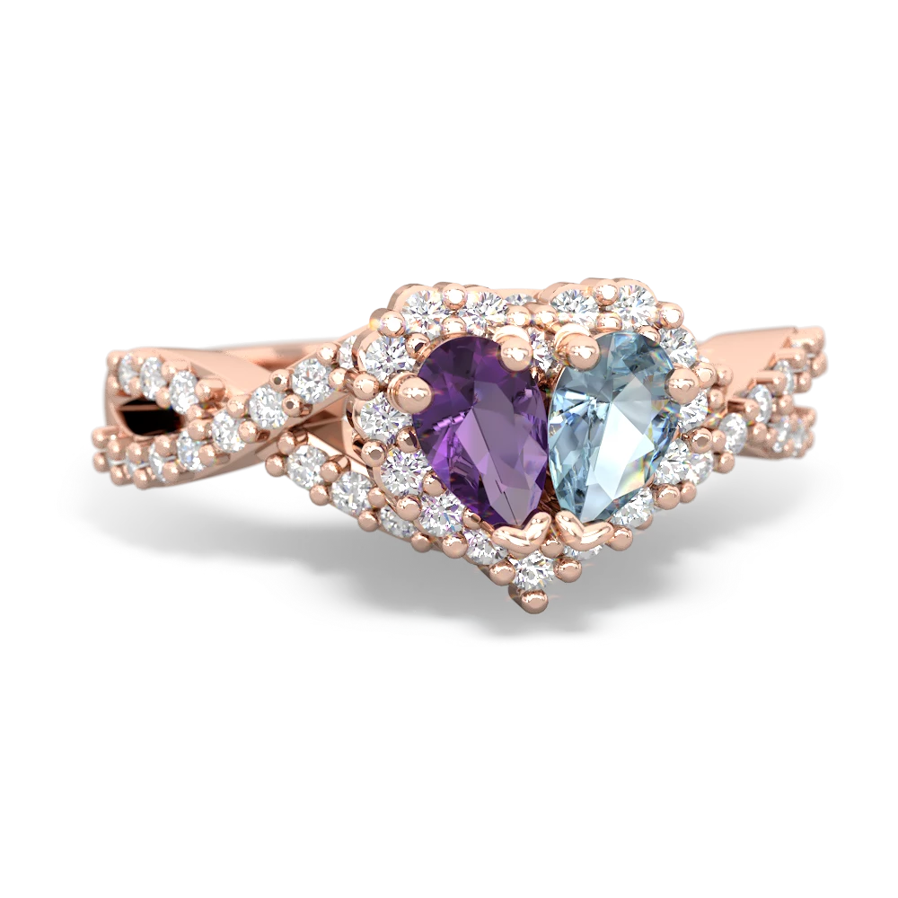 Amethyst Diamond Twist 'One Heart' 14K Rose Gold ring R2640HRT