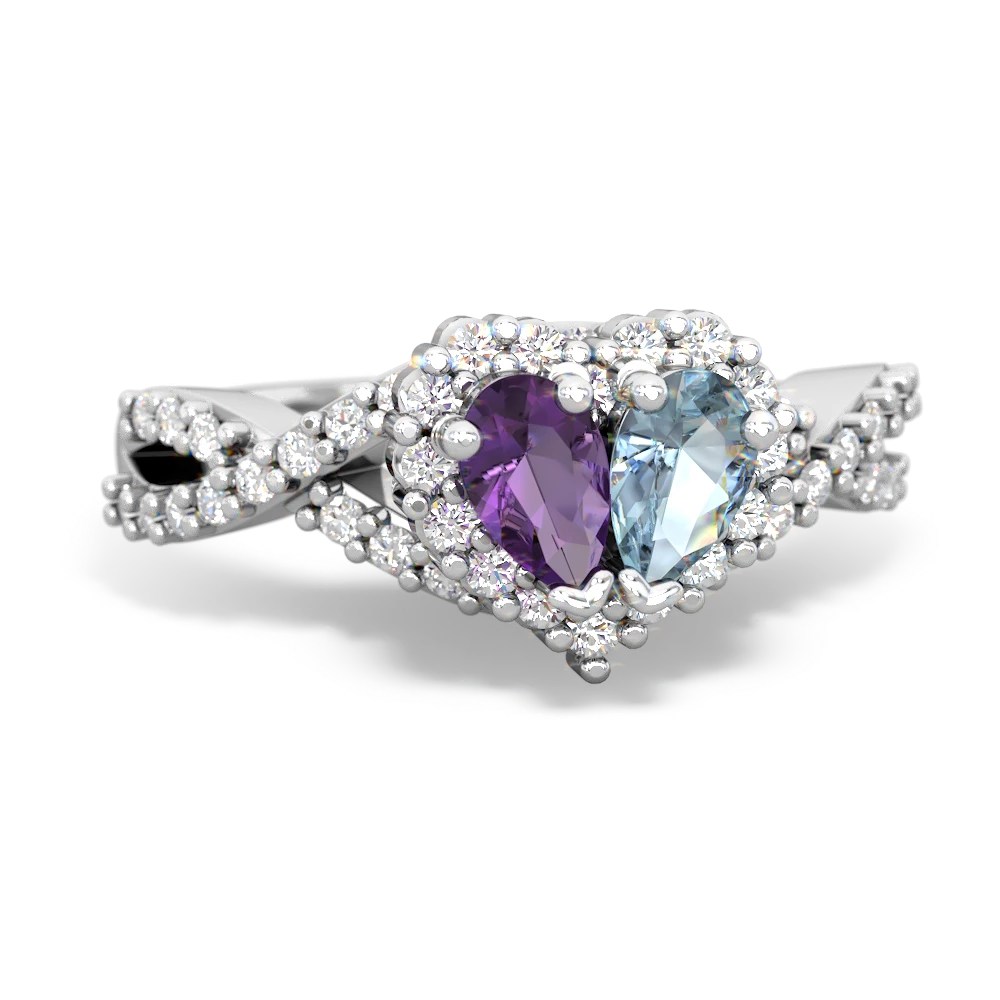 Amethyst Diamond Twist 'One Heart' 14K White Gold ring R2640HRT