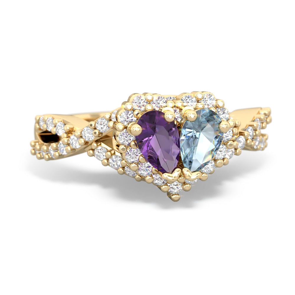 Amethyst Diamond Twist 'One Heart' 14K Yellow Gold ring R2640HRT