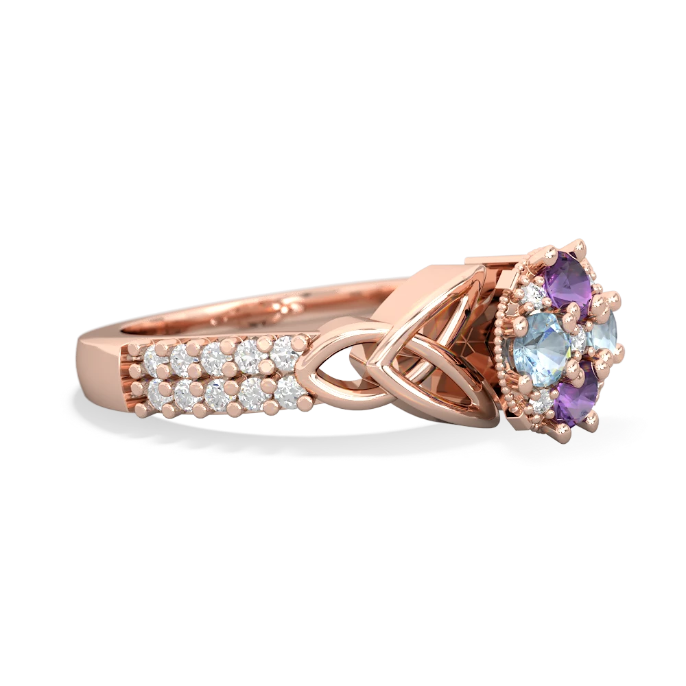 Amethyst Celtic Knot Cluster Engagement 14K Rose Gold ring R26443RD