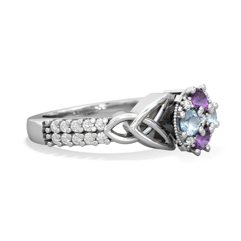 Amethyst Celtic Knot Cluster Engagement 14K White Gold ring R26443RD