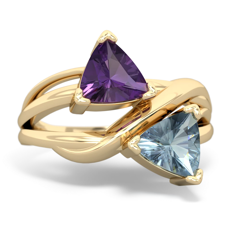 Amethyst Split Band Swirl 14K Yellow Gold ring R2341