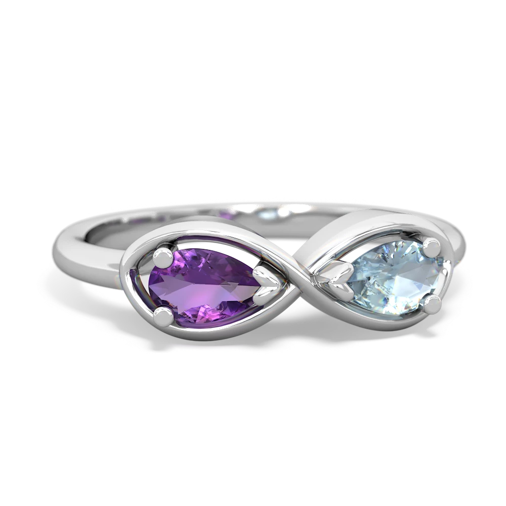 Amethyst Infinity 14K White Gold ring R5050