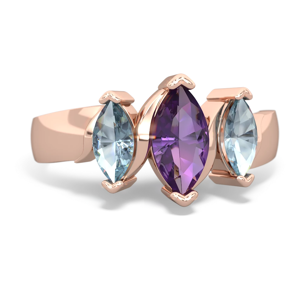 Amethyst Three Peeks 14K Rose Gold ring R2433