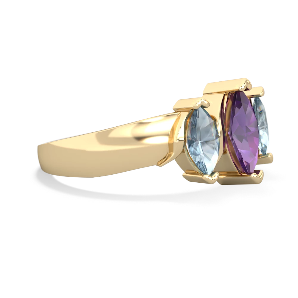 Amethyst Three Peeks 14K Yellow Gold ring R2433