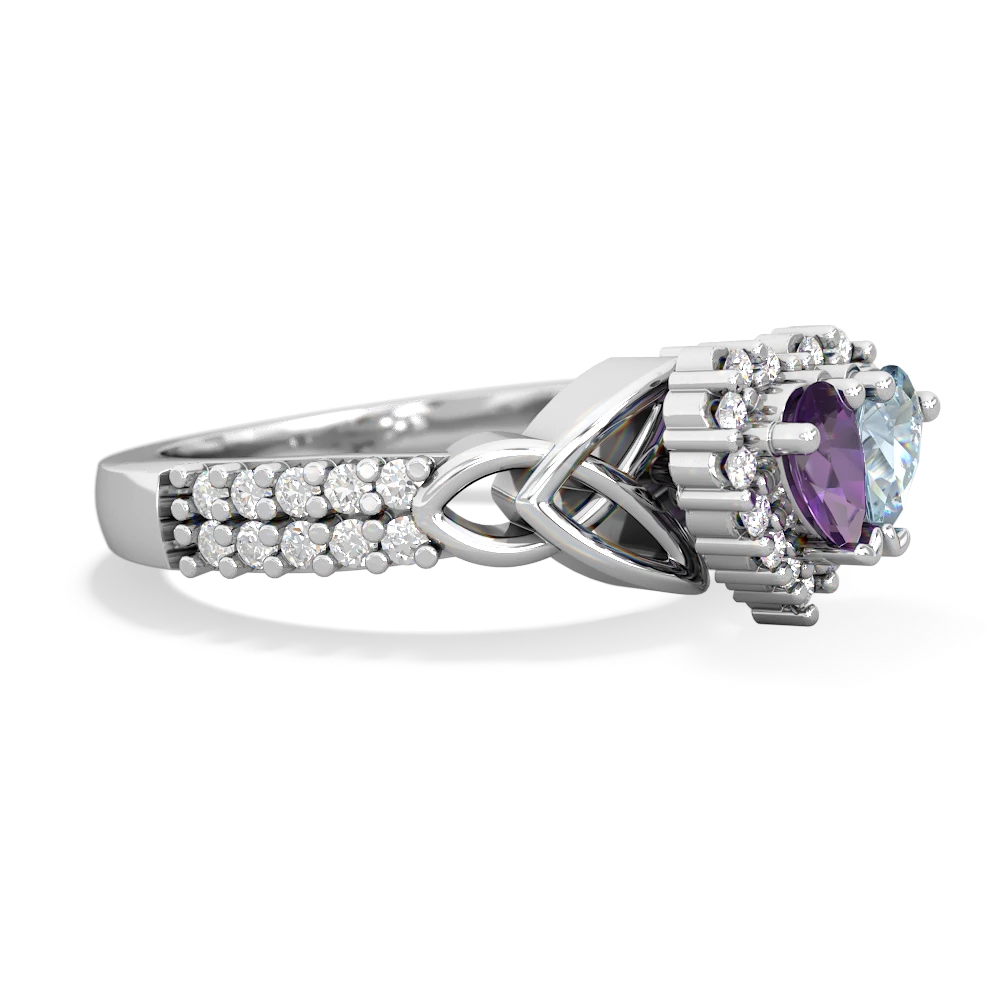 Amethyst Celtic Knot Two Hearts As One 14K White Gold ring R2644HRT