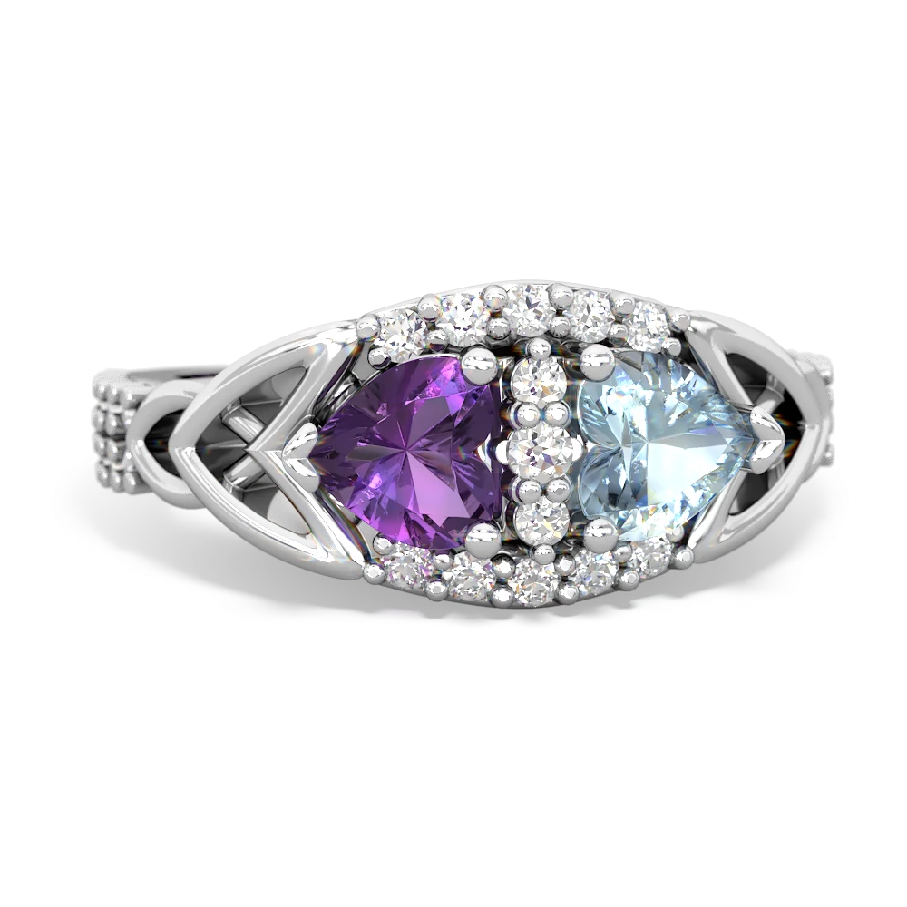 Amethyst Sparkling Celtic Knot 14K White Gold ring R2645