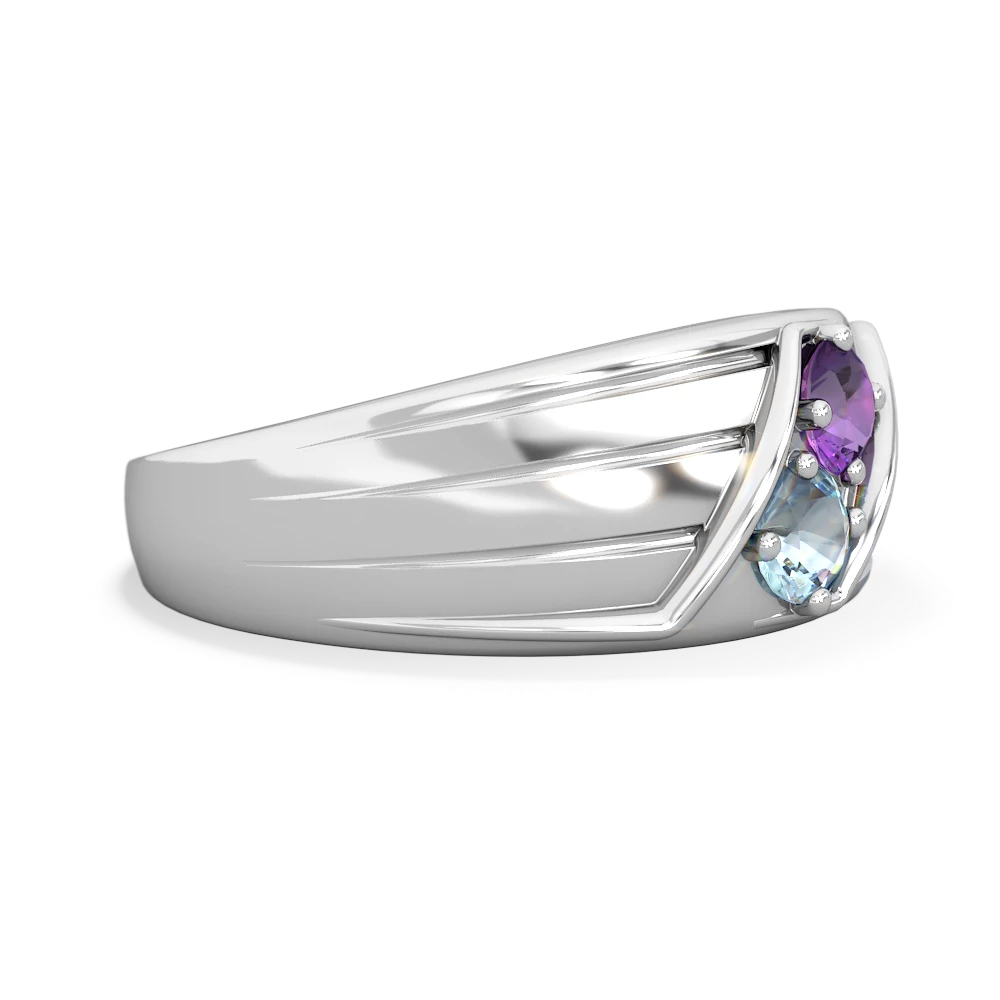 Amethyst Men's Streamline 14K White Gold ring R0460