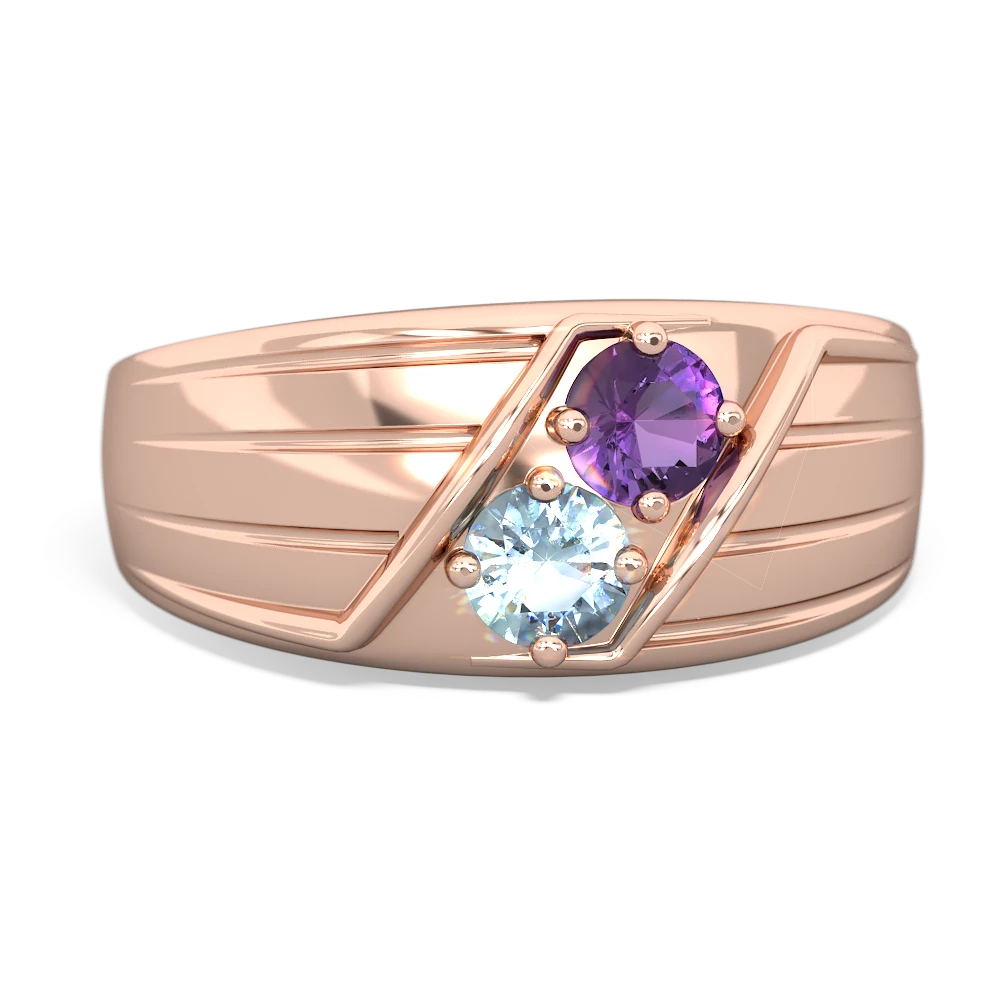 Amethyst Men's Streamline 14K Rose Gold ring R0460