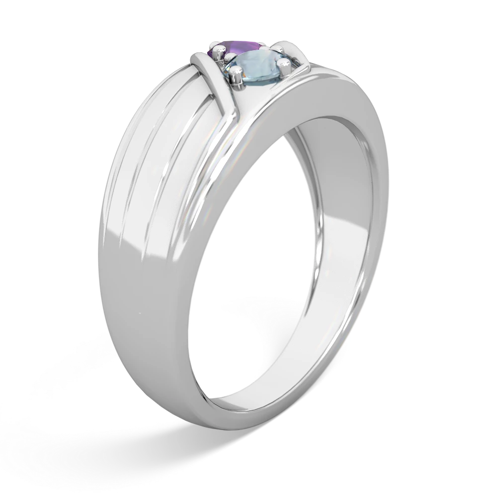 Amethyst Men's Streamline 14K White Gold ring R0460