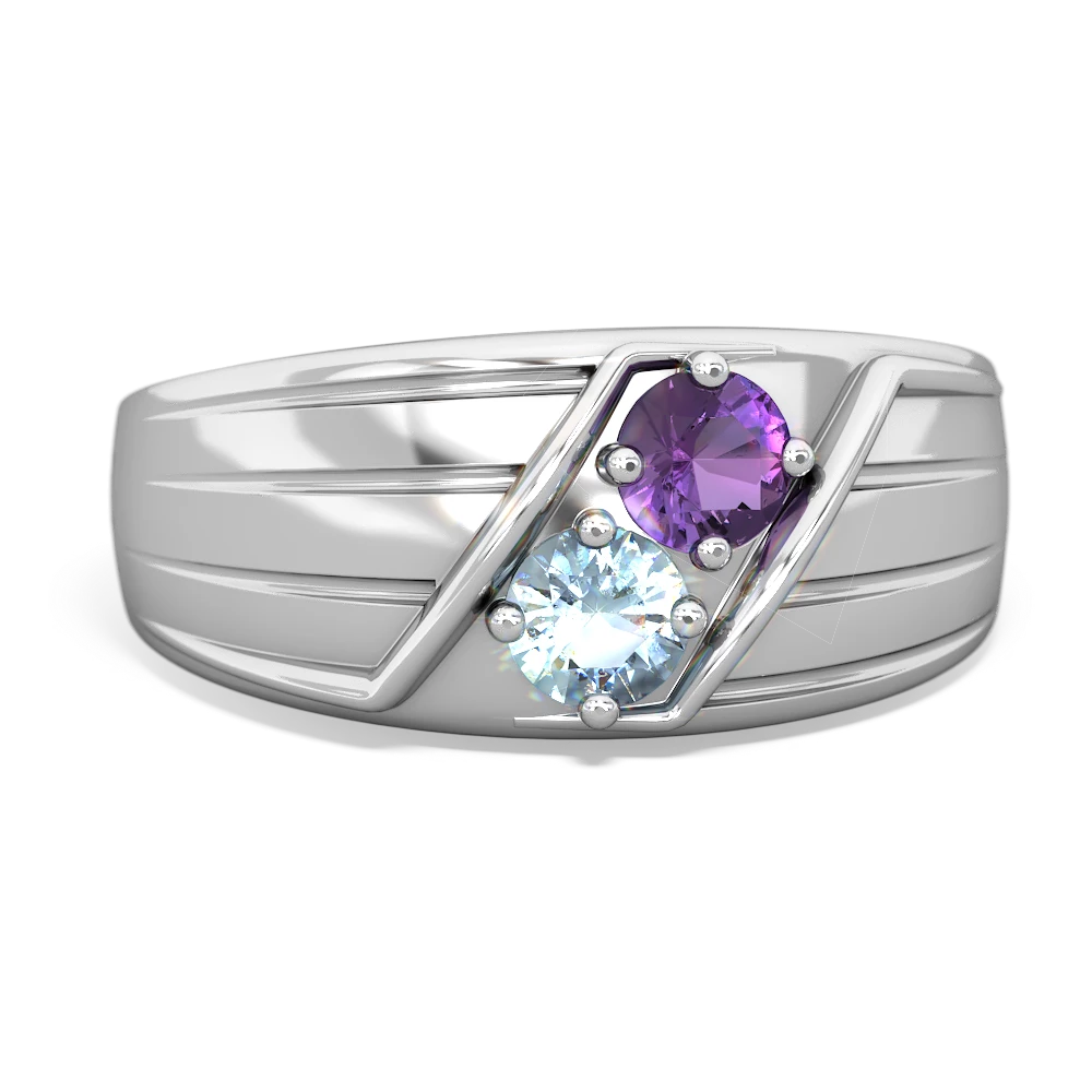 Amethyst Men's Streamline 14K White Gold ring R0460