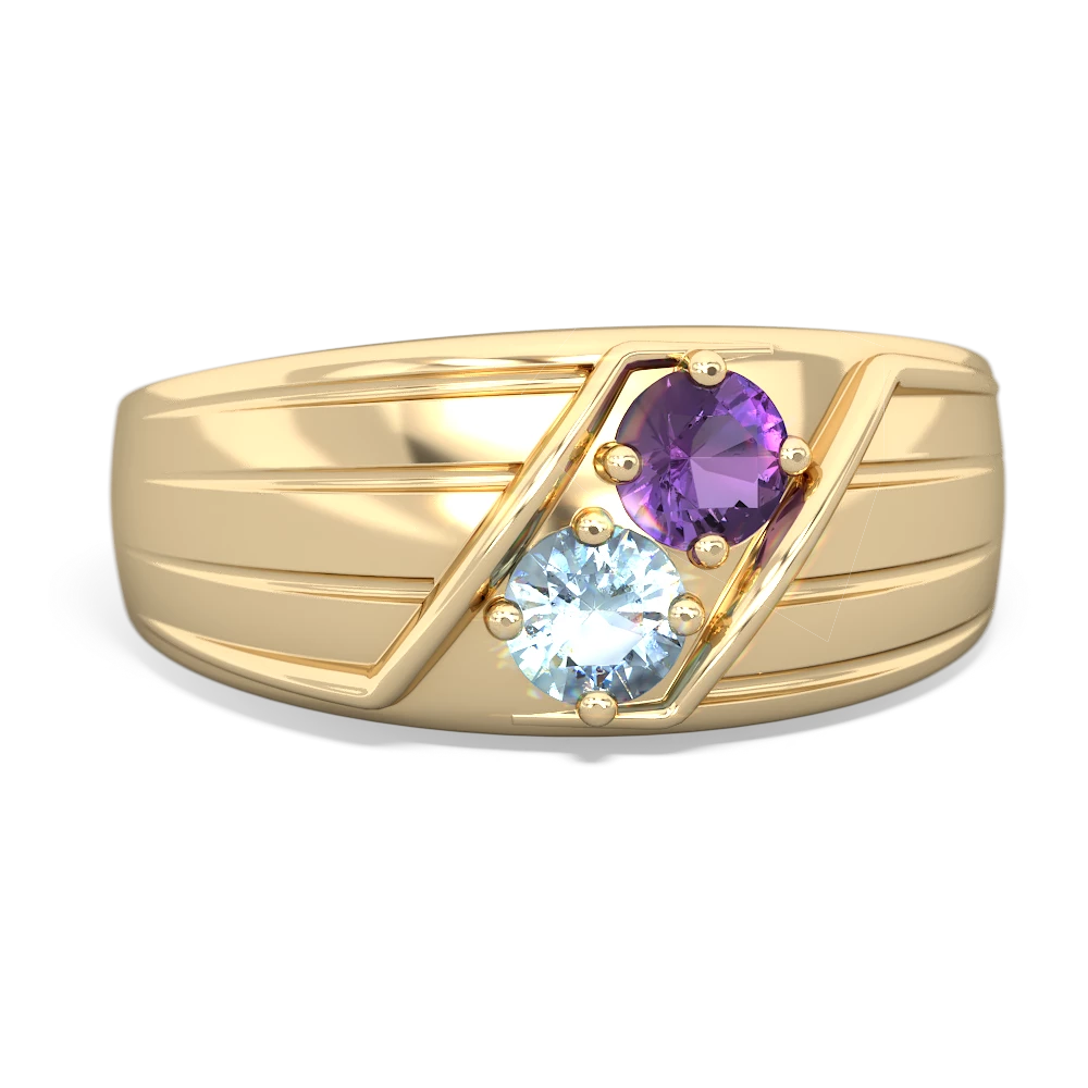 Amethyst Men's Streamline 14K Yellow Gold ring R0460