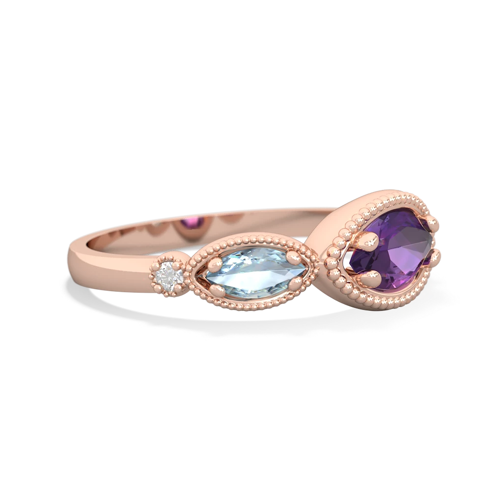 Amethyst Milgrain Marquise 14K Rose Gold ring R5700