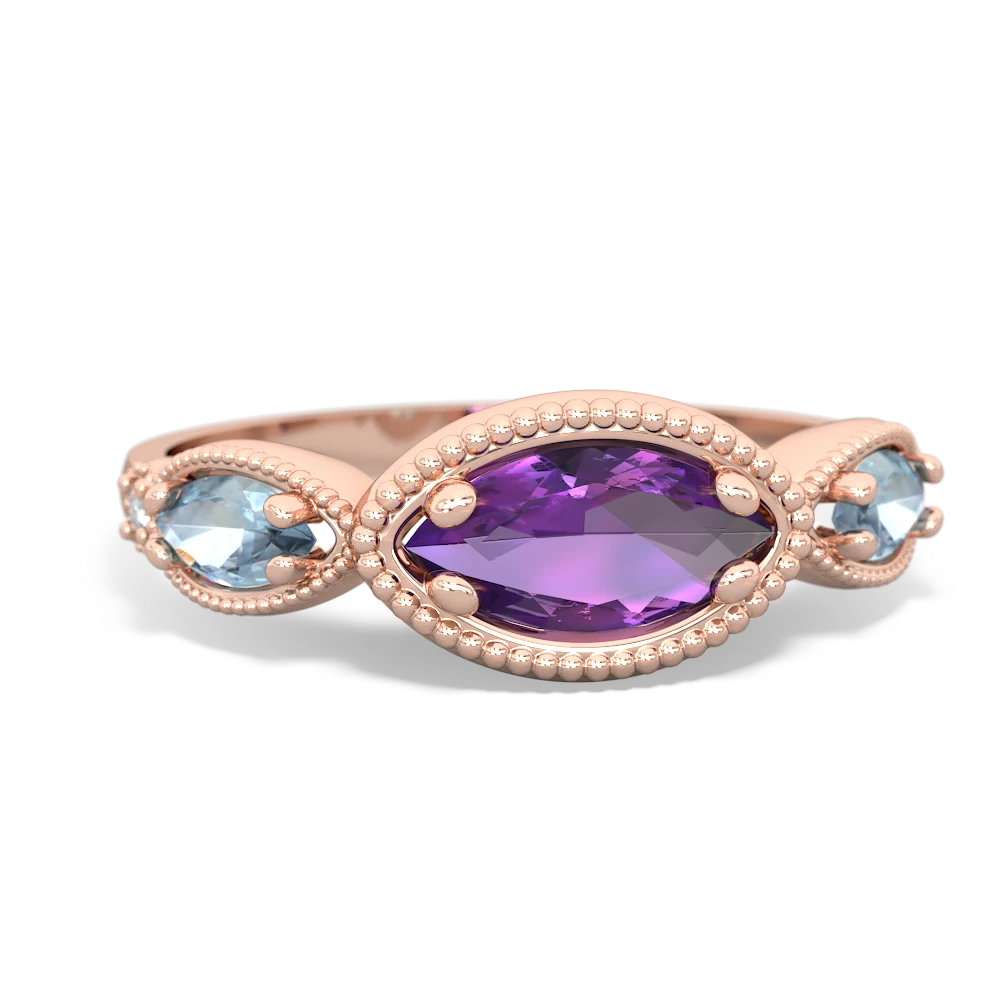 Amethyst Milgrain Marquise 14K Rose Gold ring R5700