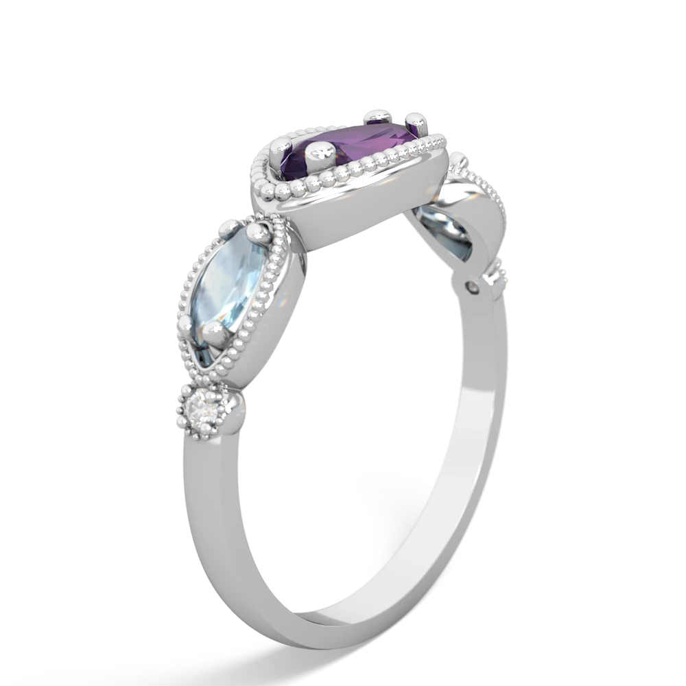 Amethyst Milgrain Marquise 14K White Gold ring R5700